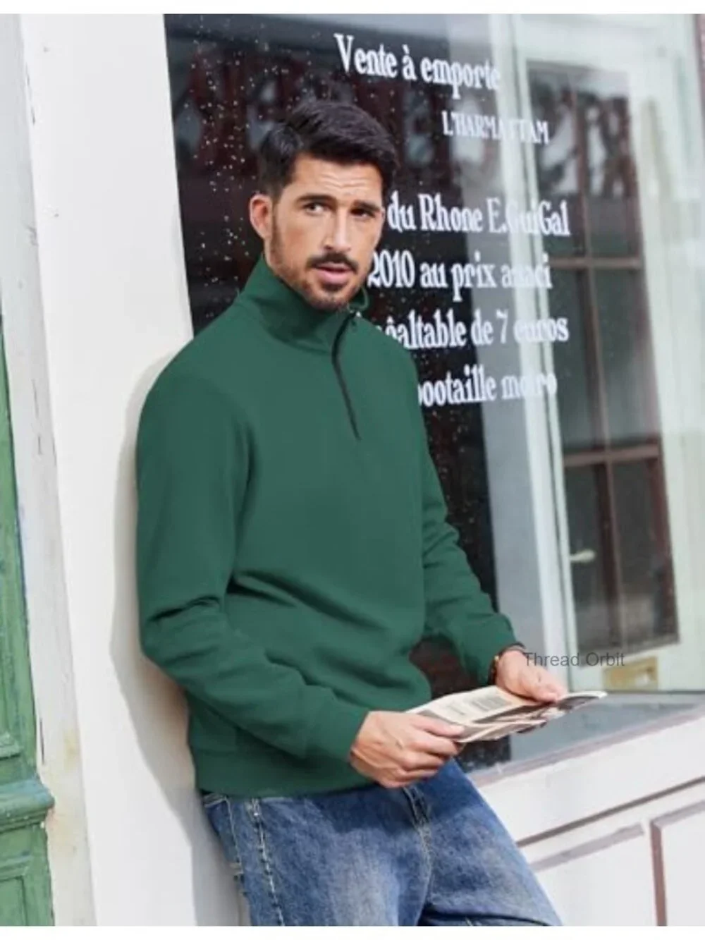 Men's Quarter Zip Pullover Sweatshirt Lightweight Long Sleeve Mock Neck Sweater